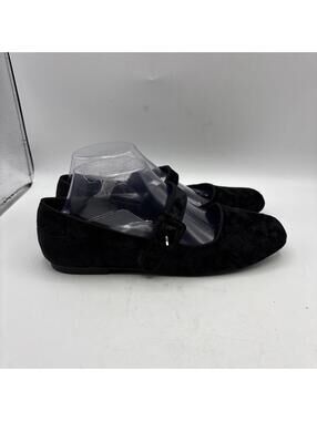 Black Velvet Mary Jane Ballet Flats Size 9 Women